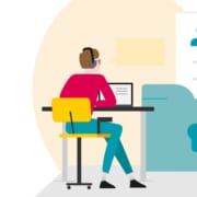 Illustration Entwicklerin mit Kopfhörern