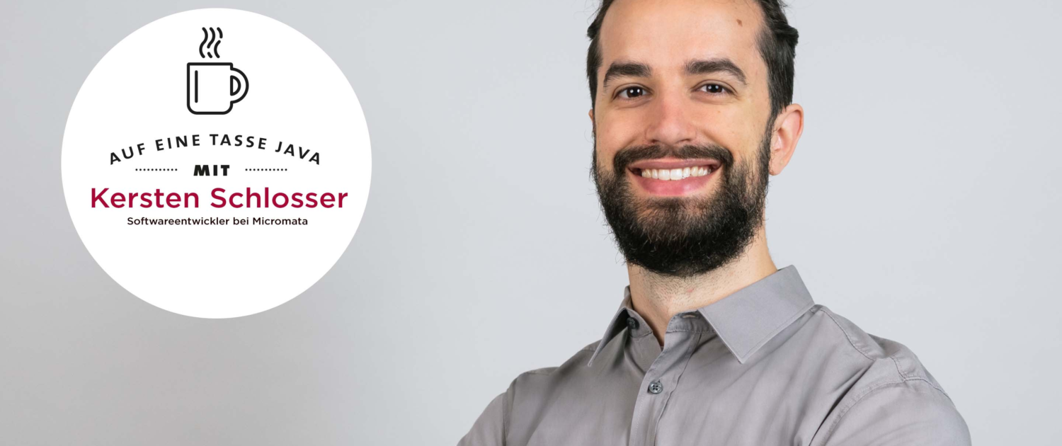 Banner auf eine Tasse Java mit Softwareentwickler Kersten Schlosser