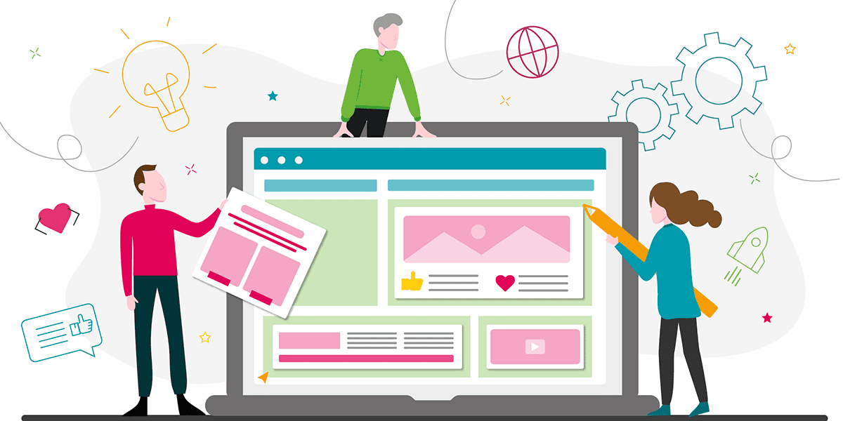 Cartoon UX Designer basteln Layout