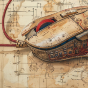 KI-generierte Zeichnung einer Computer-Maus. Stil: Leonardo da Vinci