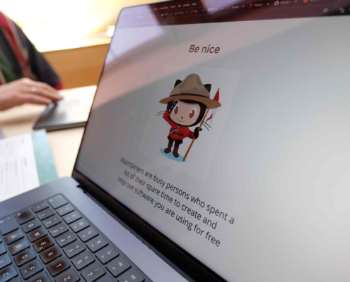 Das GitHub-Maskottchen Octocat beim Open Source Friday 2025 bei Micromata
