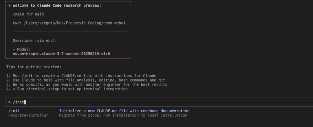 Screenshot Startbildschirm Claude Code