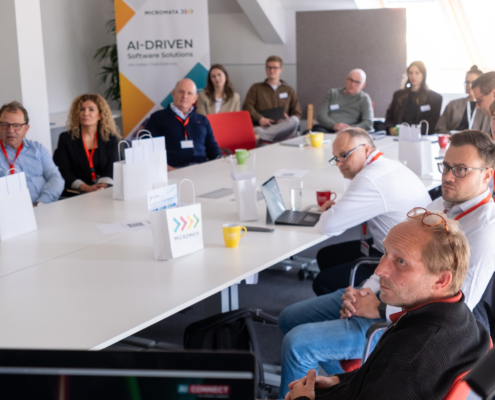 AI Connect mit dem Wirtschaftsrat bei Micromata. Alle um einen Tisch. Momentaufnahme der AI Connect mit dem Wirtschaftsrat im Mai 2026 bei Micromata.